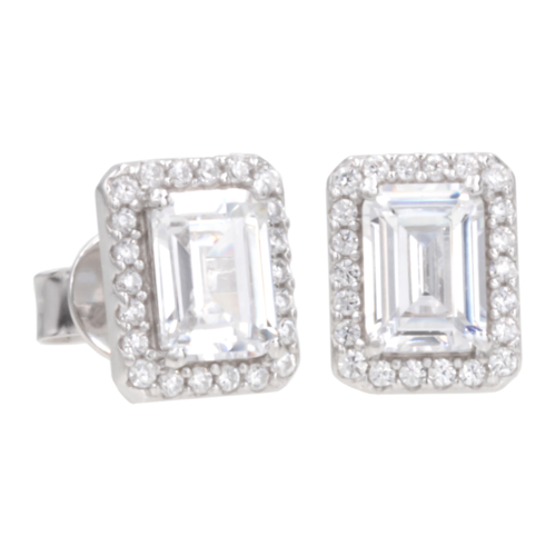 Emerald-Cut Cubic Zirconia Halo Earrings - ER24033.png